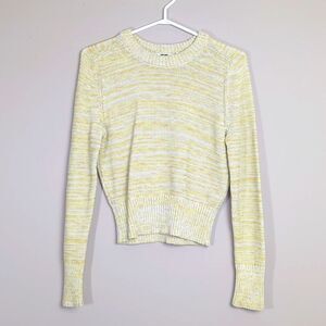 Uniqlo Yellow and White Crew Neck Sweater